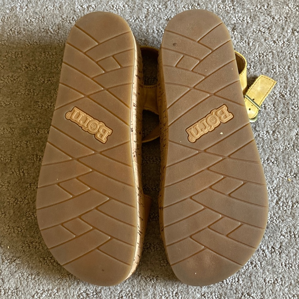 Born Yellow Leather Platform Sandals with Buckle Strap - Picture 7 of 10